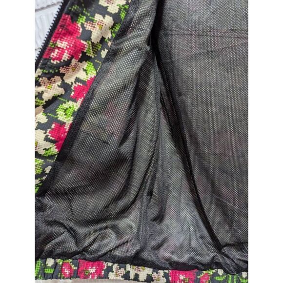 Volcom Women's Multi-Color Floral Front-Zip Long-Sleeve Hooded Windbreaker Size - Picture 4 of 10